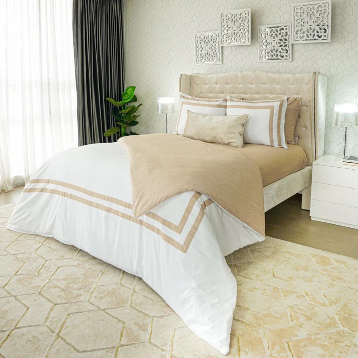AMARE HOME - Duvet Cover Sinfonia Caramelo para cama Doble - Amare Home