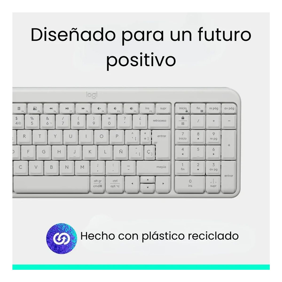 LOGITECH - Teclado inalámbrico Logitech K250 Bluetooth - Blanco