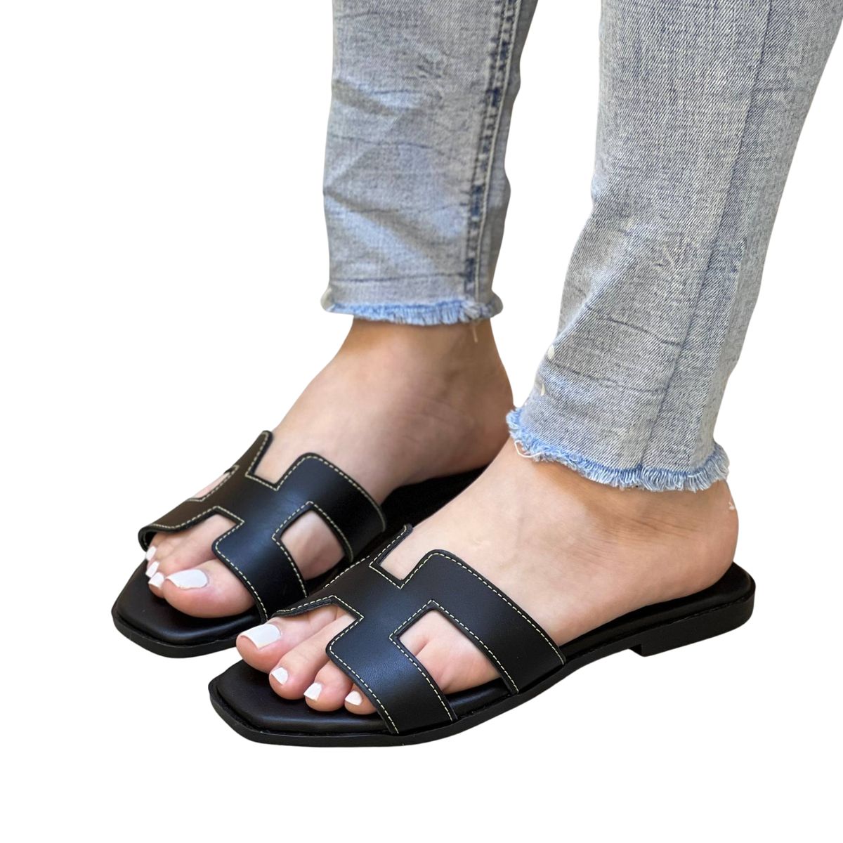 GENERICO - Sandalias planas tipo Hermes con diseño clásico