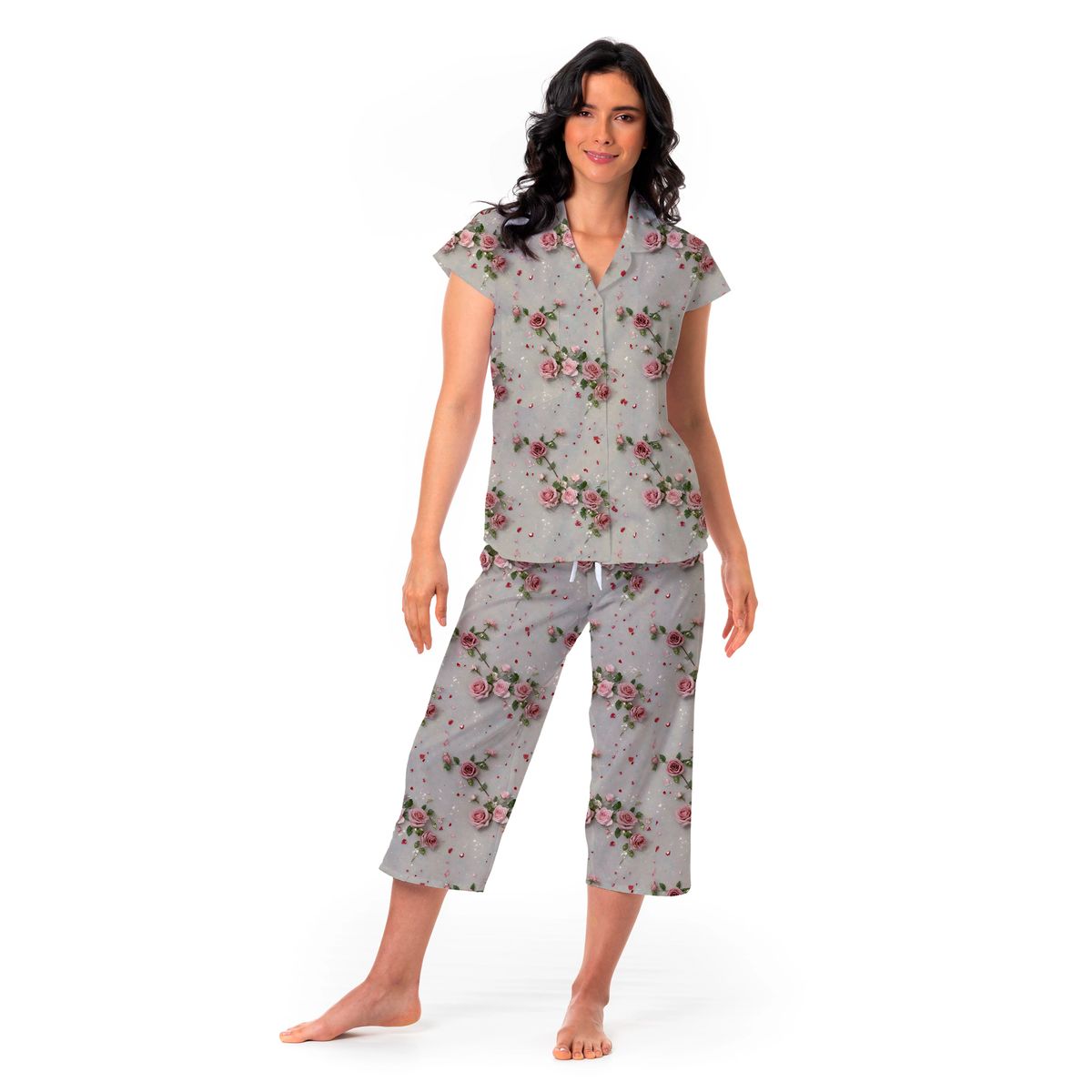 CLONHADAS - Pijama completa con pantalón capri Mujer Manga Sisa Clonhadas LINA