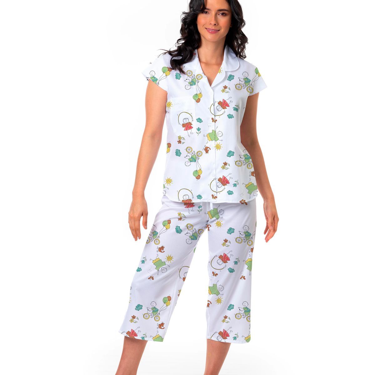 CLONHADAS - Pijama completa con pantalón capri Mujer Manga Sisa Clonhadas LINA