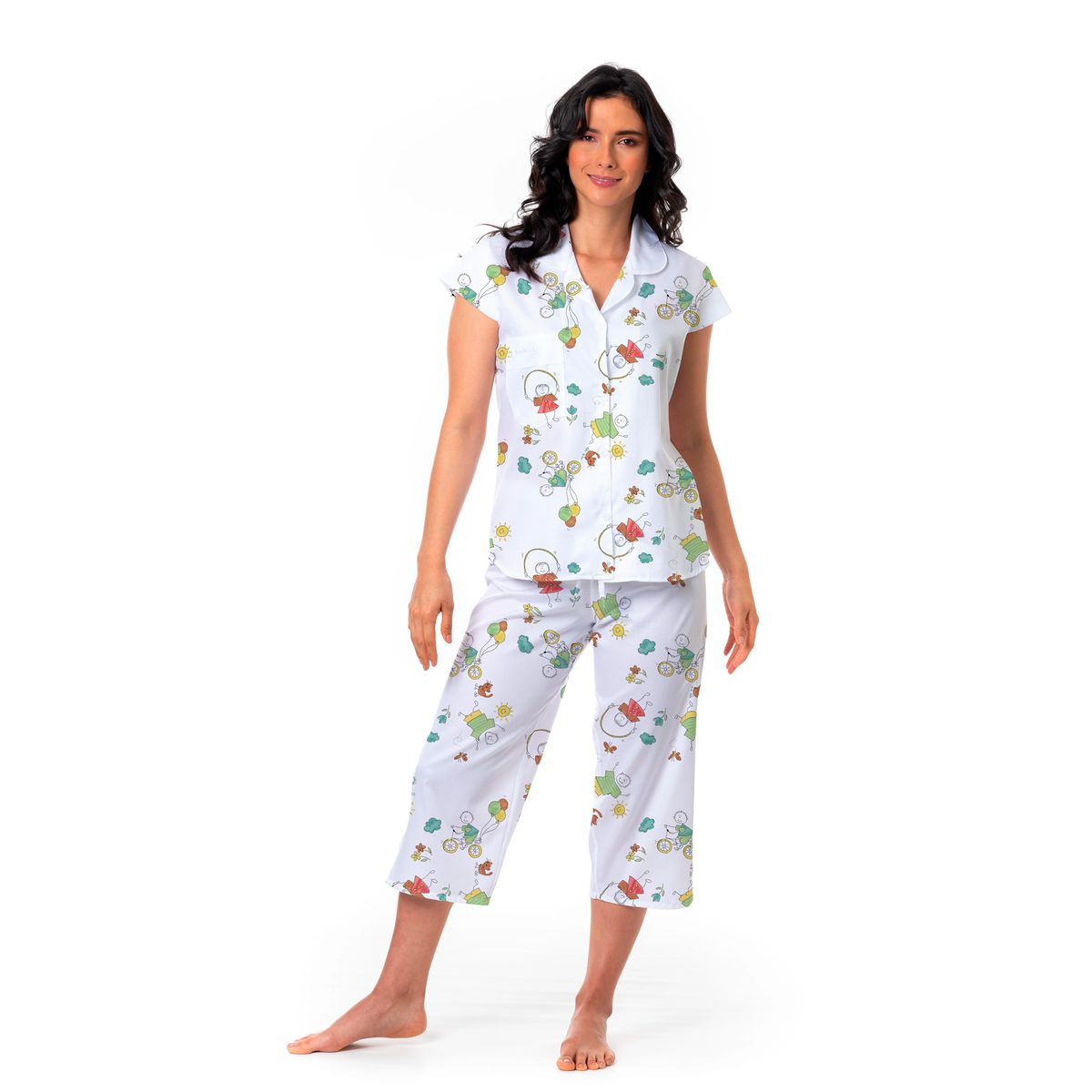 CLONHADAS - Pijama completa con pantalón capri Mujer Manga Sisa Clonhadas LINA