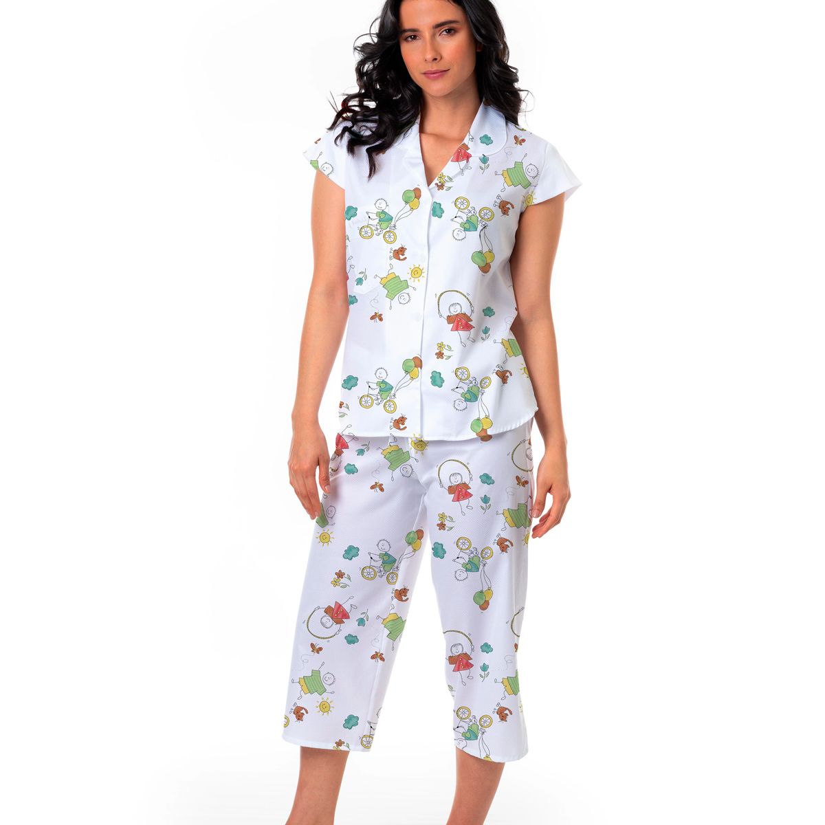 CLONHADAS - Pijama completa con pantalón capri Mujer Manga Sisa Clonhadas LINA