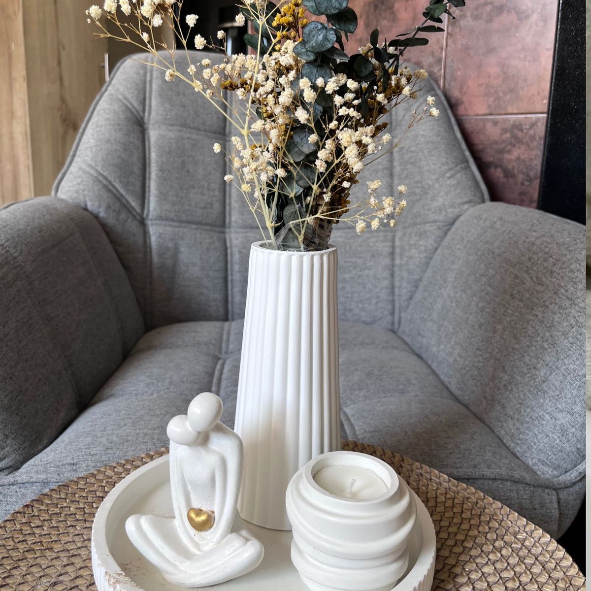 DECORACIONES ALE Y GABI - Centro de Mesa decorativo Ale Jarron Base Velas Y Adornos 5pzas