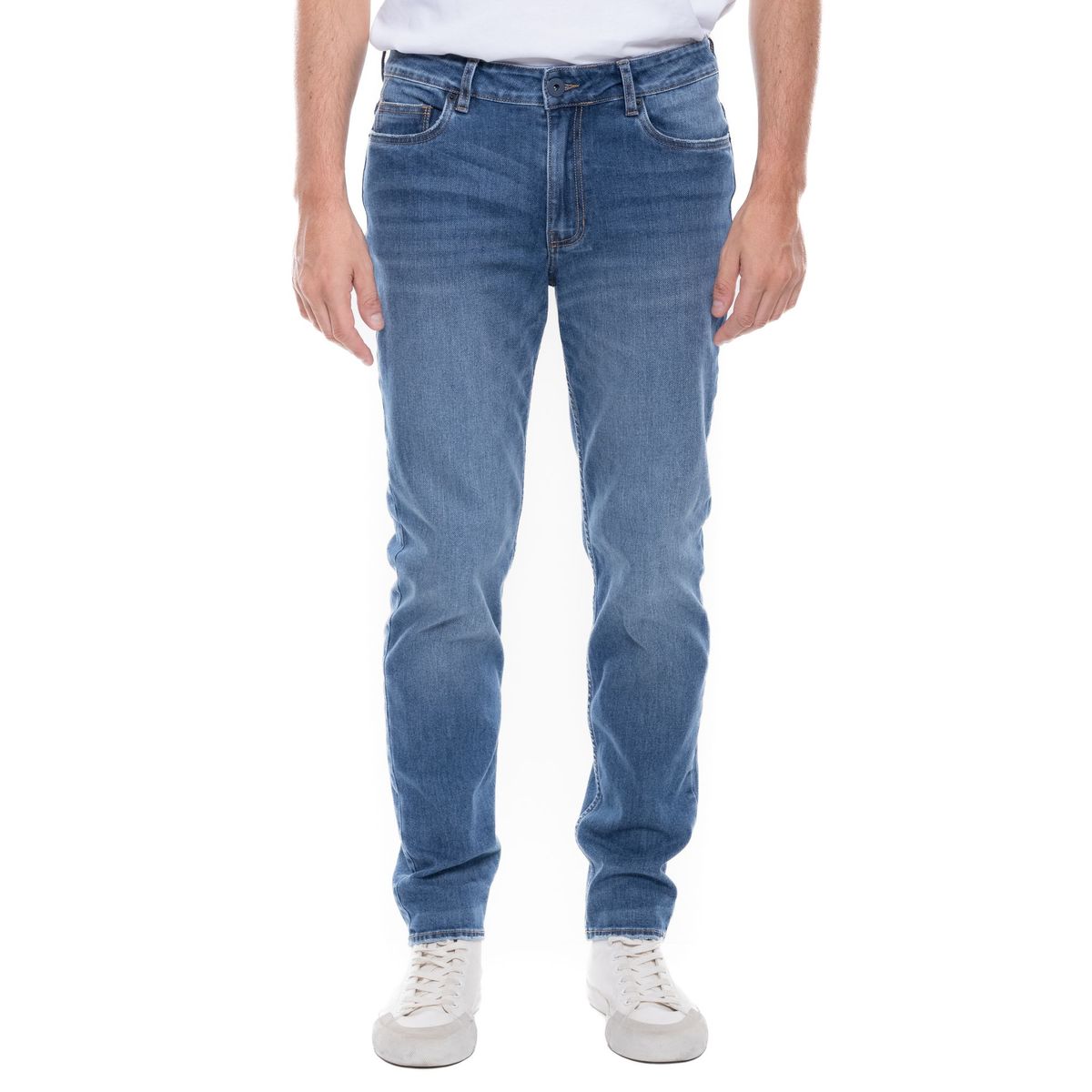 COLOR BLUE - Brixton/Slim Fit Jeans Tono Oscuro
