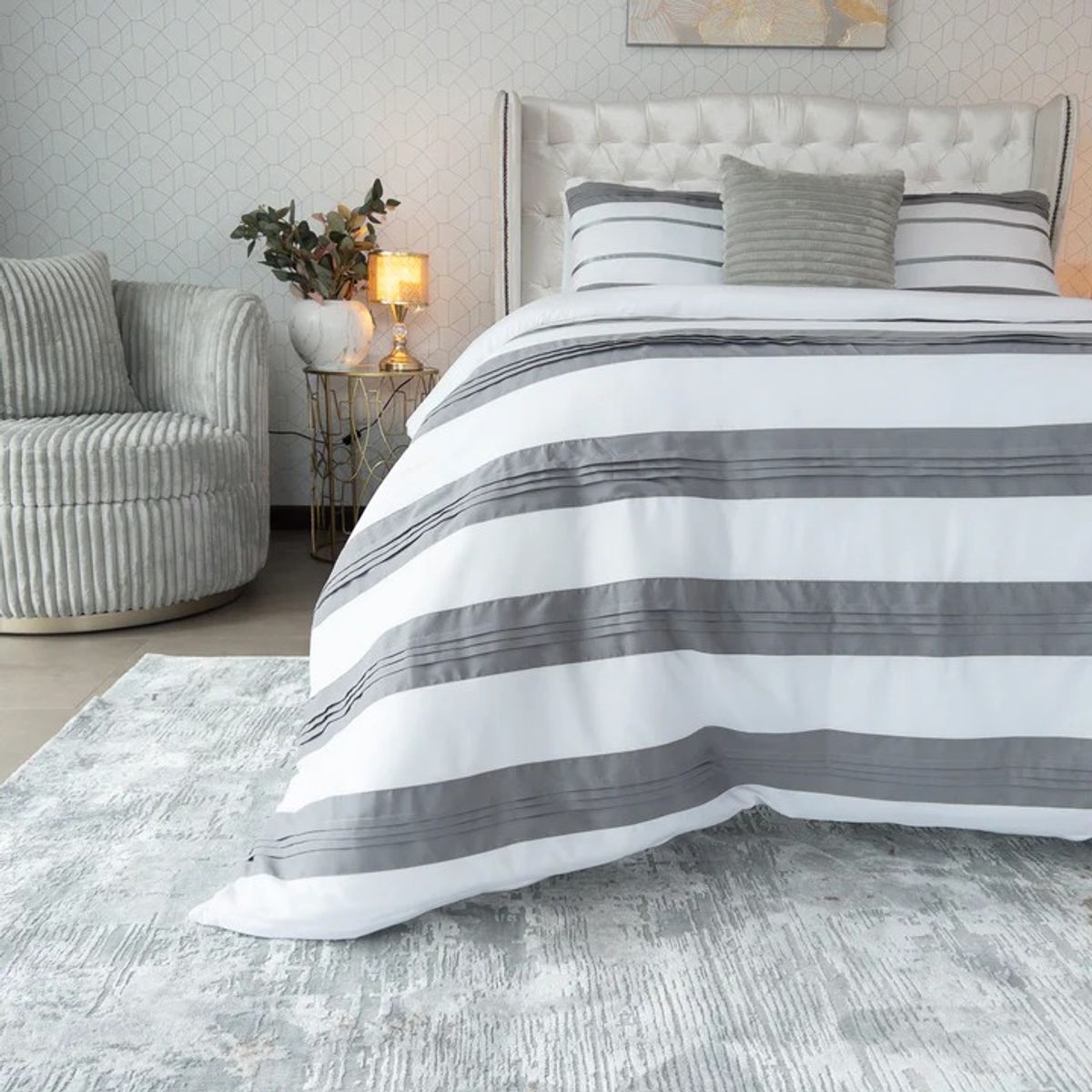 AMARE HOME - Duvet Cover Armonia Silver para cama Queen - Amare Home