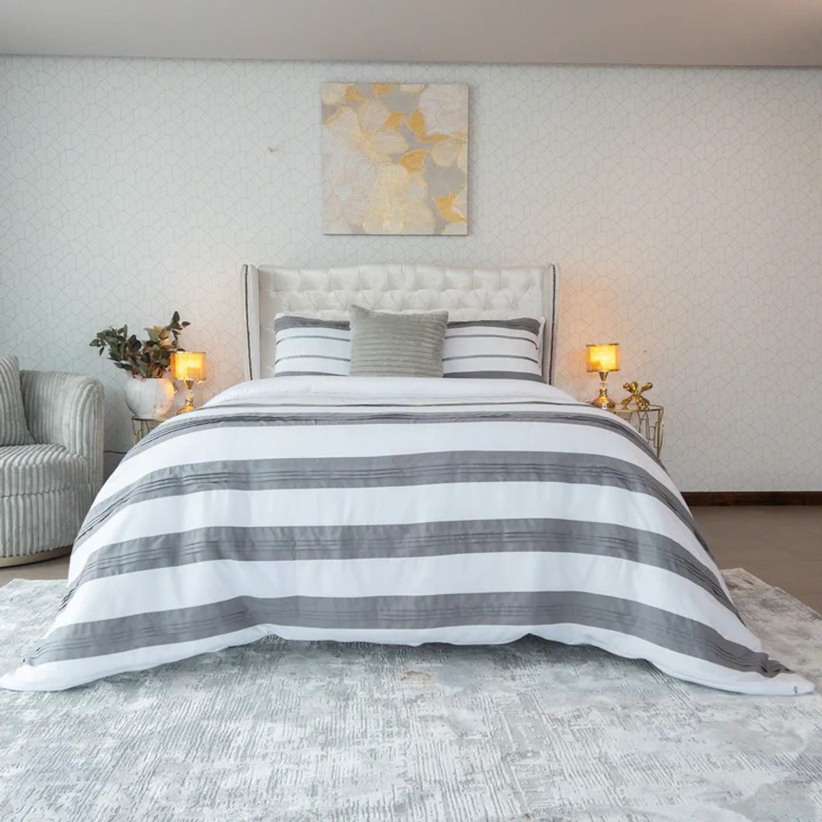 AMARE HOME - Duvet Cover Armonia Silver para cama ExtraKing - Amare Home