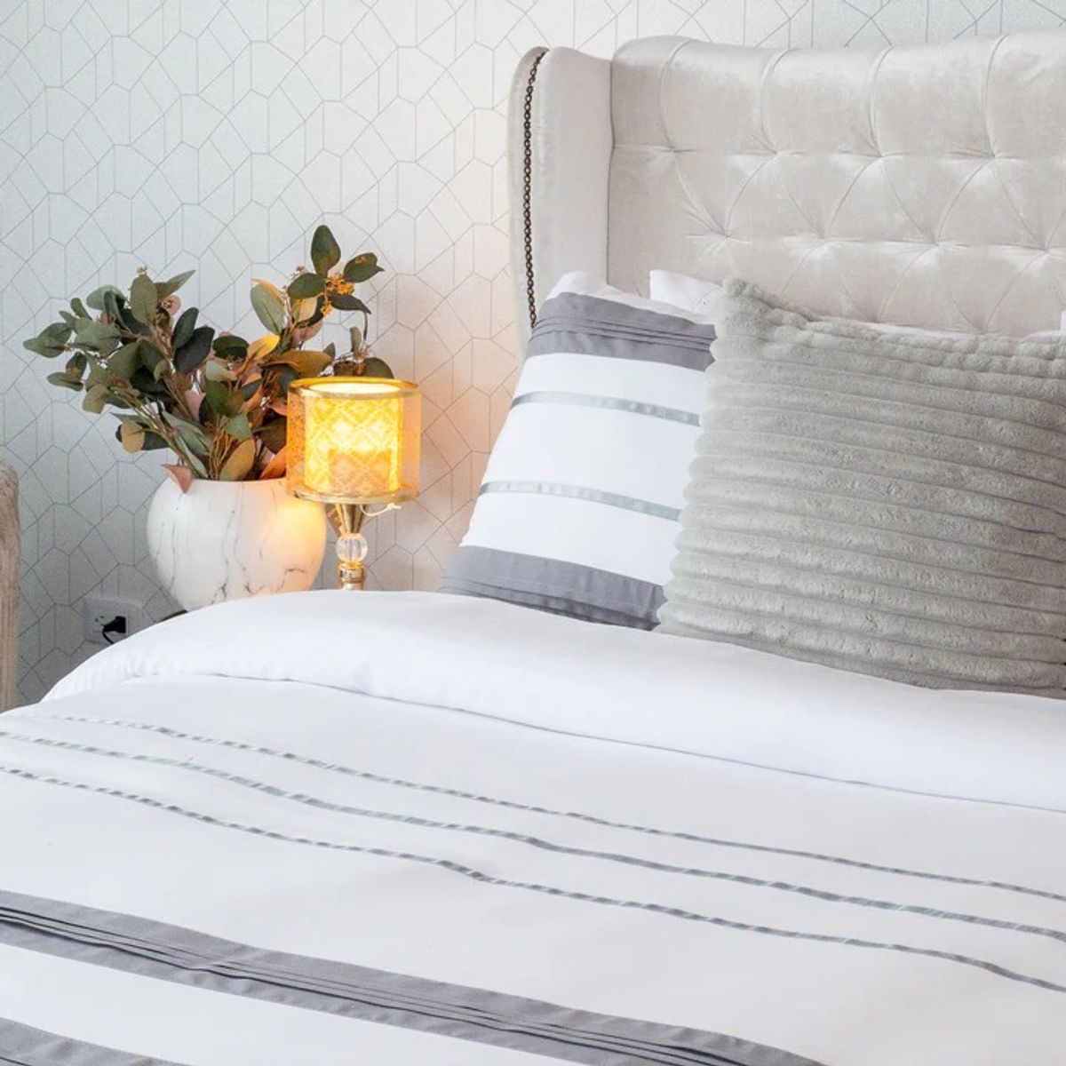 AMARE HOME - Duvet Cover Armonia Silver para cama ExtraKing - Amare Home