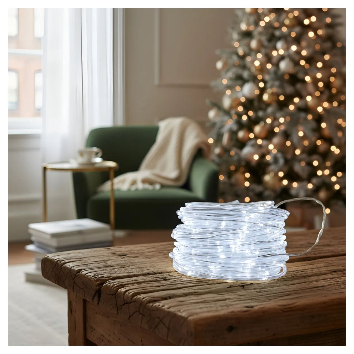 GENERICO - Luces Navideñas Con Panel Solar 100 Led Blanco - 12 Metros