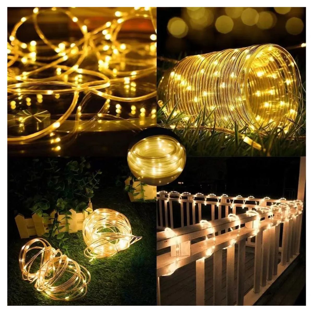 GENERICO - Luces Navideñas Con Panel Solar 100 Led Blanco - 12 Metros