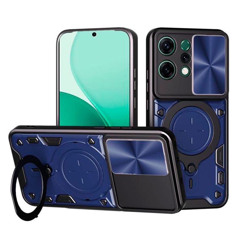 GENERICO - Estuche Proteccion Camara Con Soporte para Oppo Reno 14 Azul
