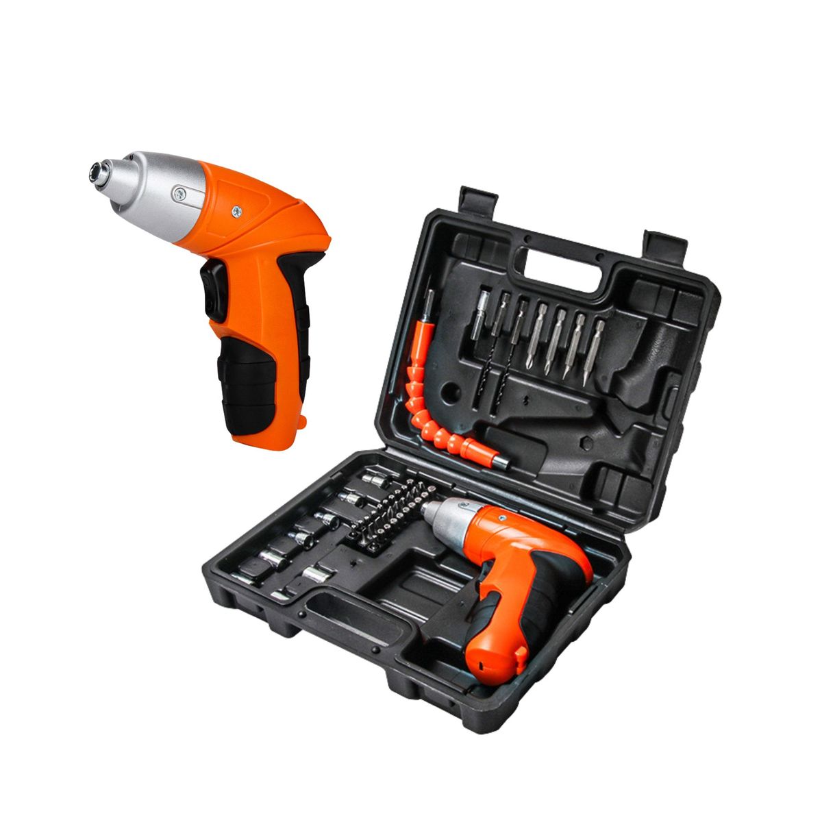 TRIPLE CLEAN - Destornillador Inalámbrico Recargable +  caja, puntas, dados