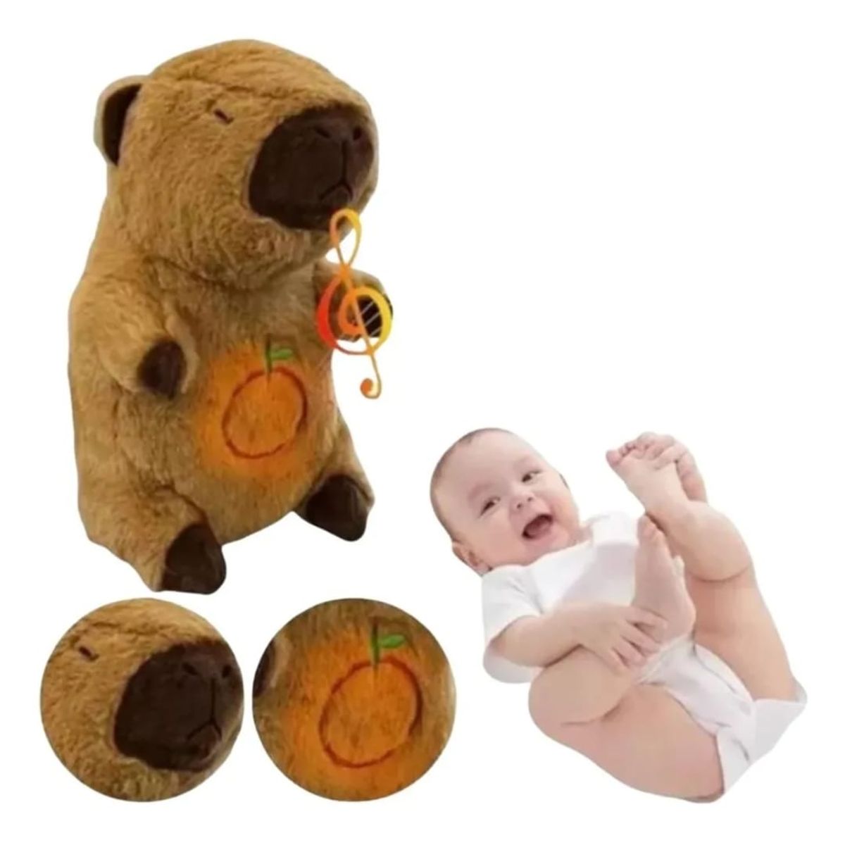 GENERICO - Peluche Capibara cafe respira Tiene Luz Y Música Juguete