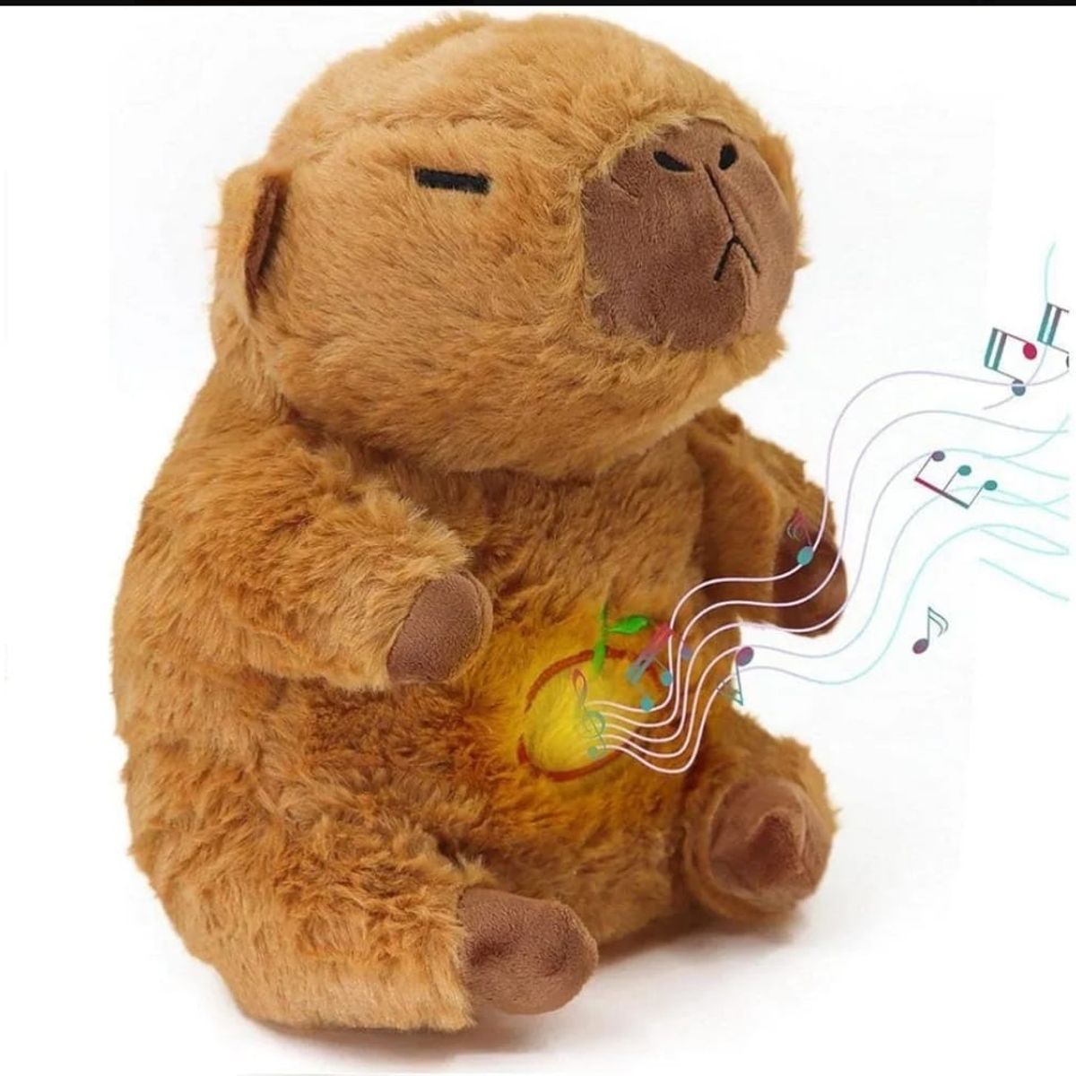 GENERICO - Peluche Capibara cafe respira Tiene Luz Y Música Juguete