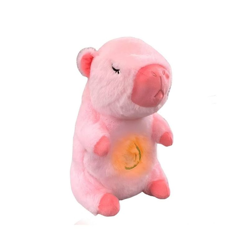 GENERICO - Peluche Capibara rosada respira Tiene Luz Y Música Juguete