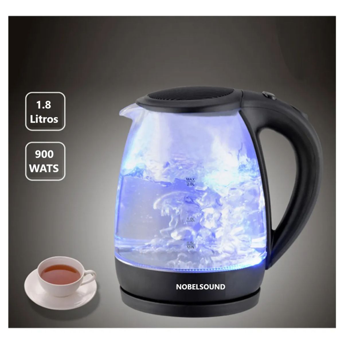 NOBELSOUND - Hervidor Calentador De Agua 1.8 Litros 900 W Apagado Automático