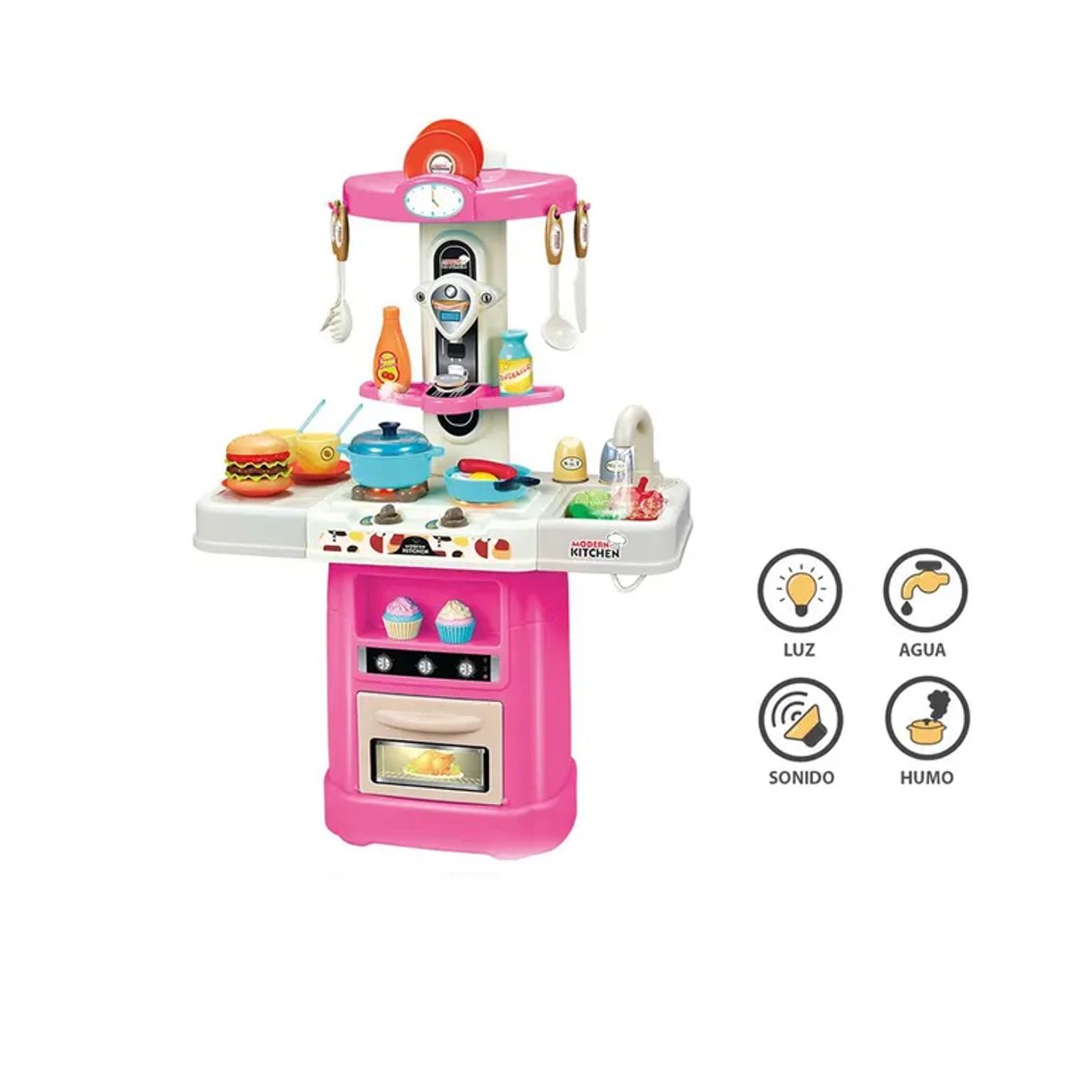 GENERICO - Cocina de juguete con luces sonido vapor y accesorios