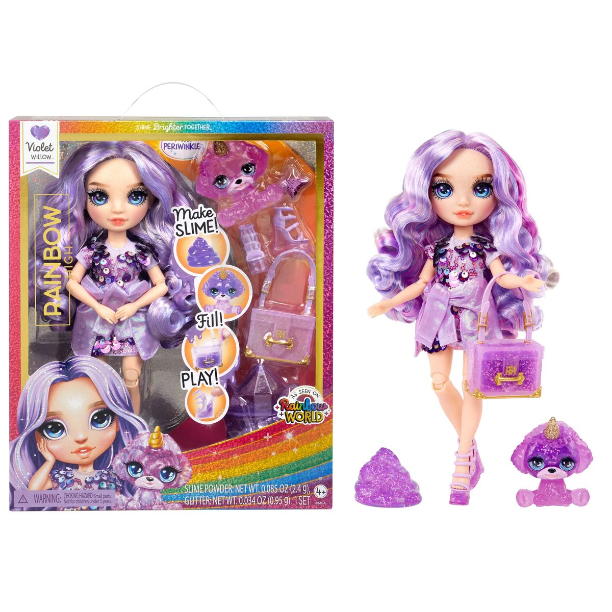 RAINBOW HIGH - Rainbow high muñeca Violet slime con accesorios