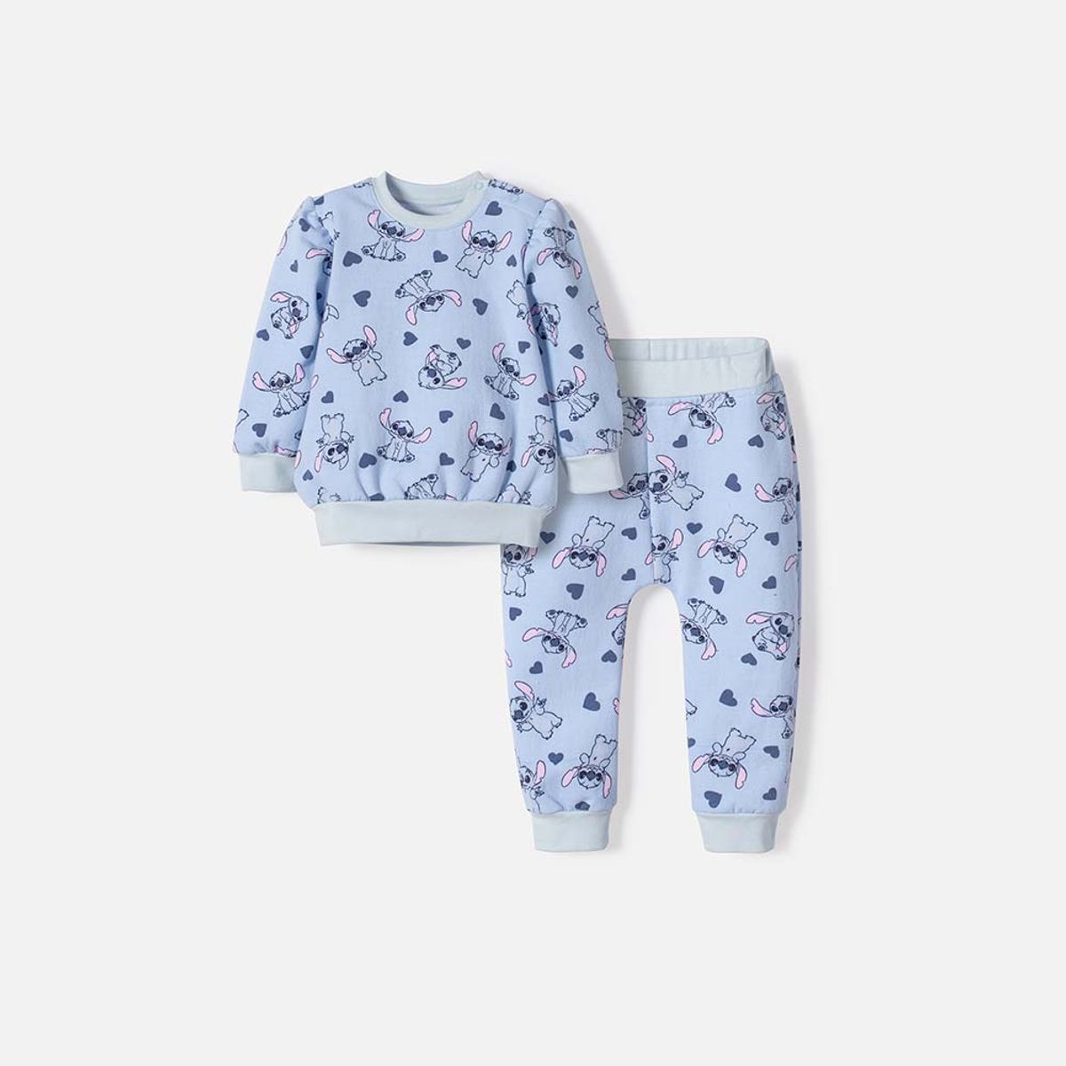 DISNEY - Conjunto de Stitch pantalón largo azul cielo para bebé niña