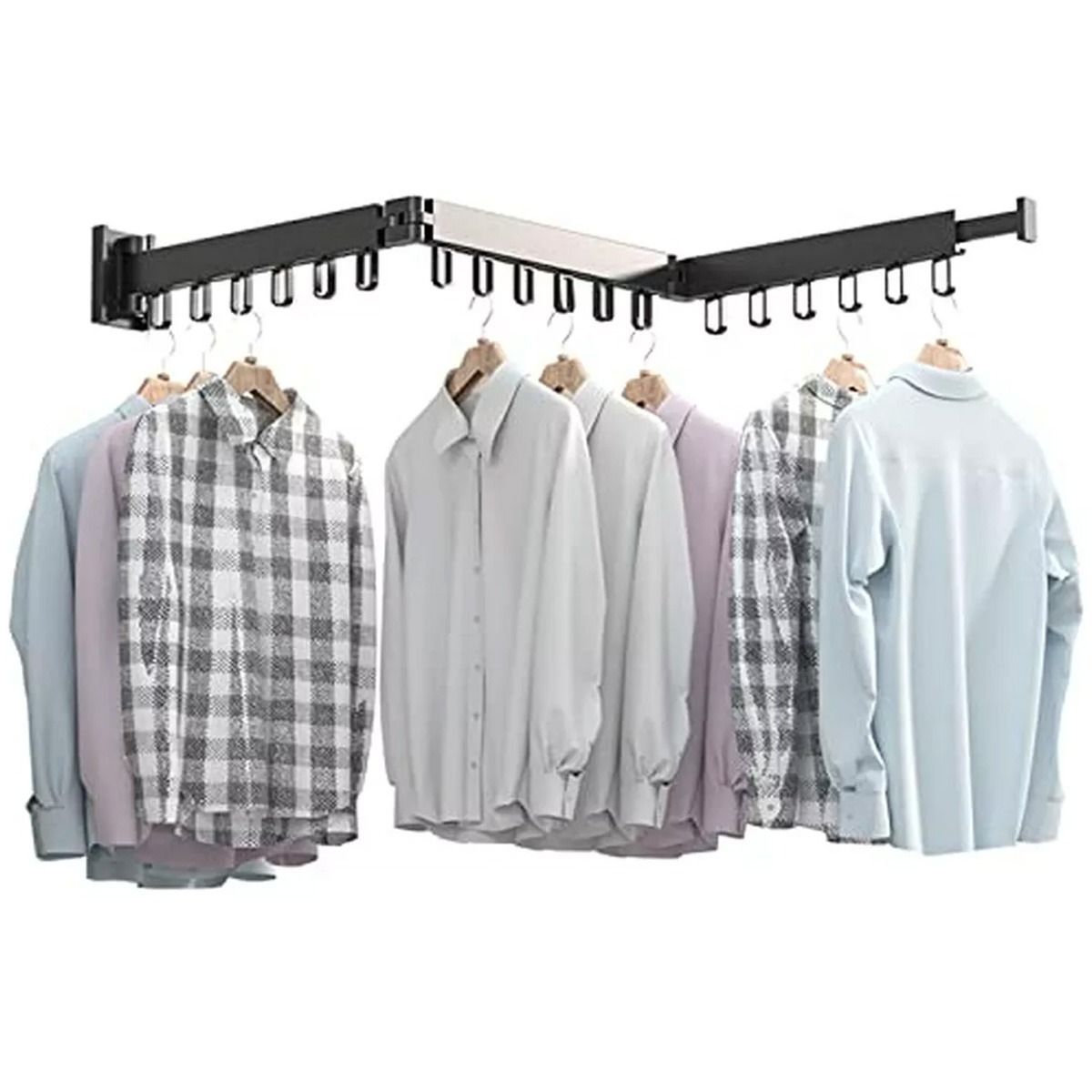 GENERICO - Tendedero De Ropa Plegable Ajustable 15 Ganchos Negro