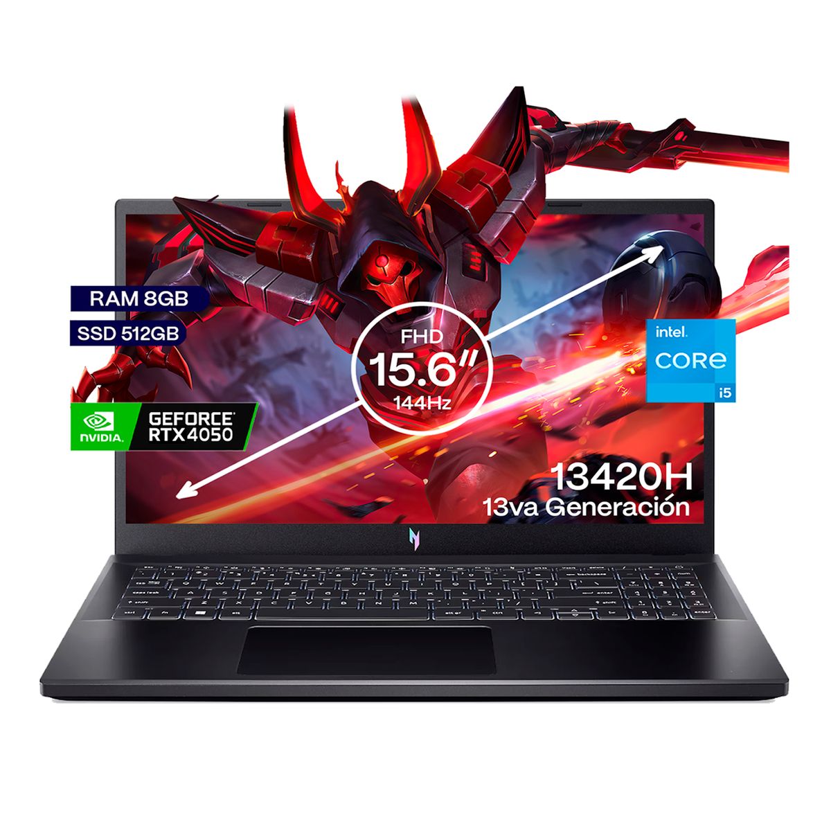 ACER - Portátil Gamer Acer Nitro V15 Intel Core i5 RAM 8GB SSD 512GB RTX4050 6GB FHD156 144Hz Gamer