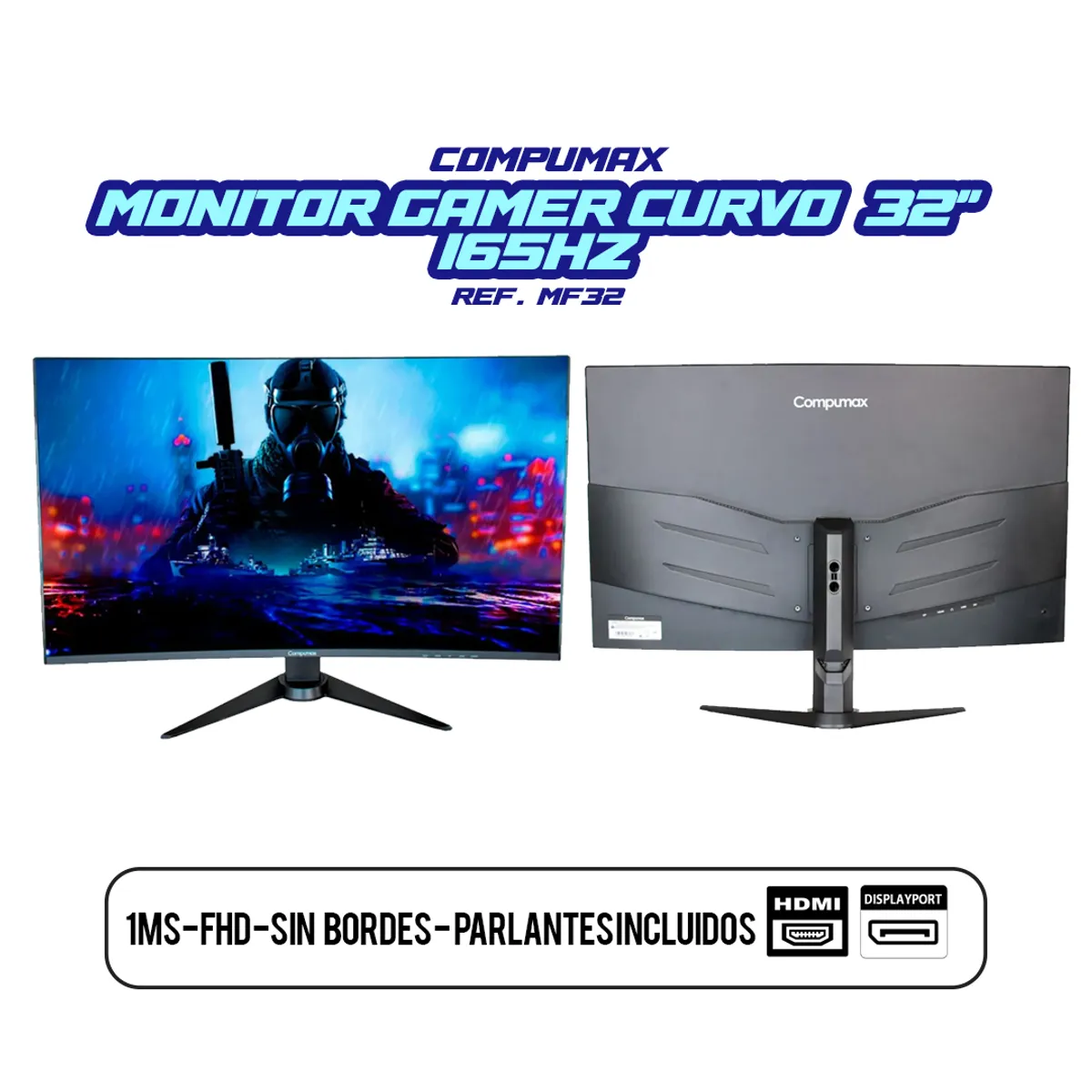 COMPUMAX - Monitor Compumax Infinity Curve 32 pulgadas 165Hz 1 Ms Led Ips Fhd