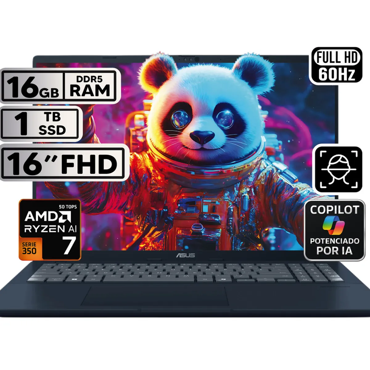 ASUS - PORTÁTIL ASUS VIVOBOOK 16 RYZEN AI 7 16GB 1TB SSD PANTALLA 16″ WUXGA
