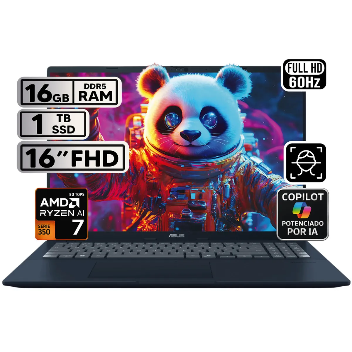 ASUS - PORTÁTIL ASUS VIVOBOOK 16 RYZEN AI 7 16GB 1TB SSD PANTALLA 16″ WUXGA