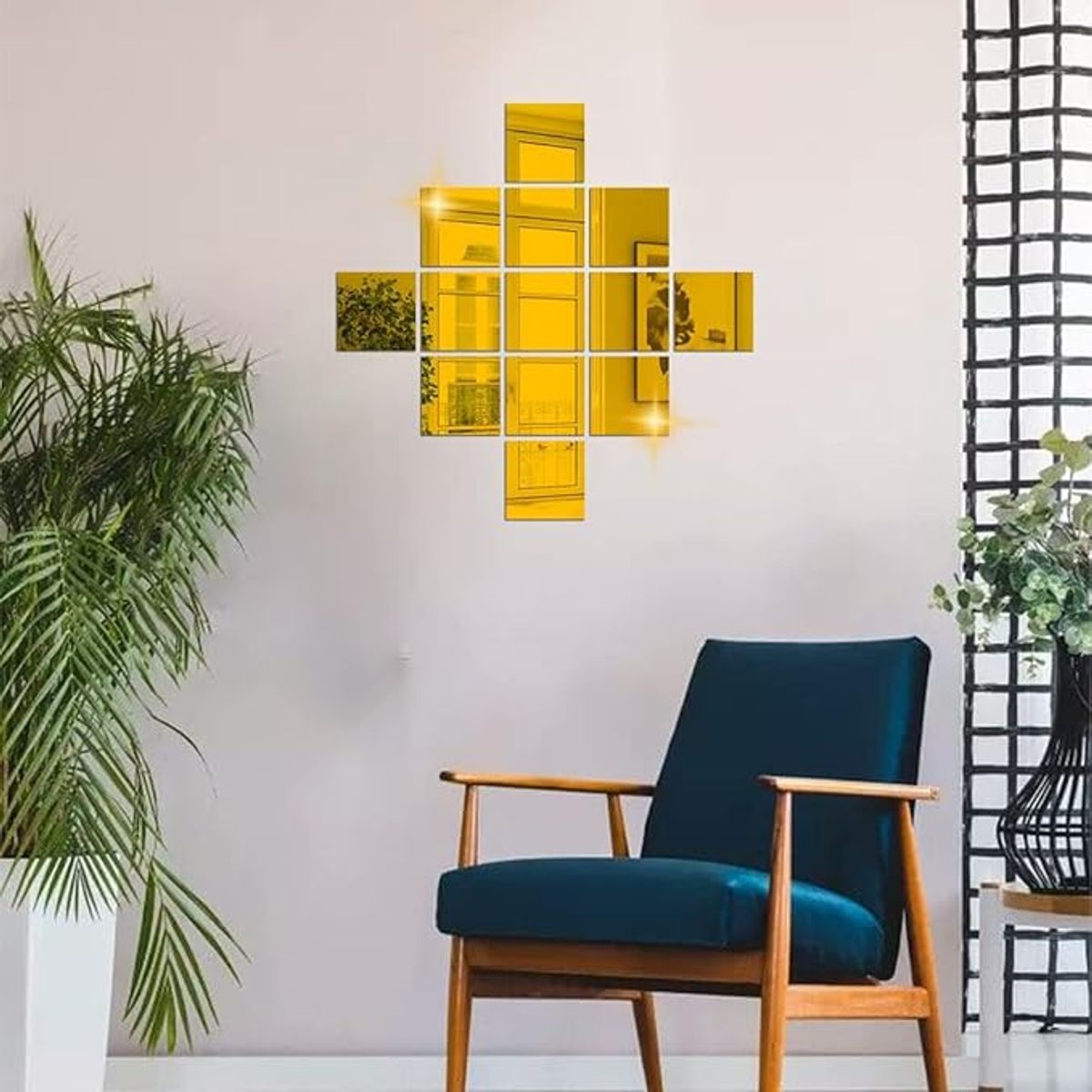 DECOR - ESPEJOS DECORATIVOS HOGAR DORADOS PACK POR 10 UNIDADES