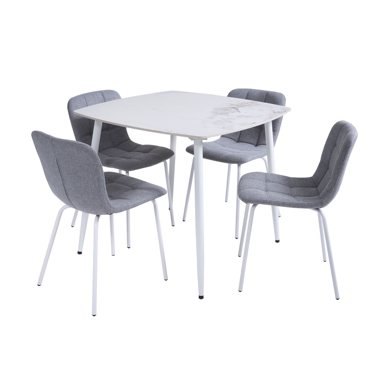 MUEBLES FIOTTI - Juego de comedor 4 puestos blanco piedra sinterizada Lemoel