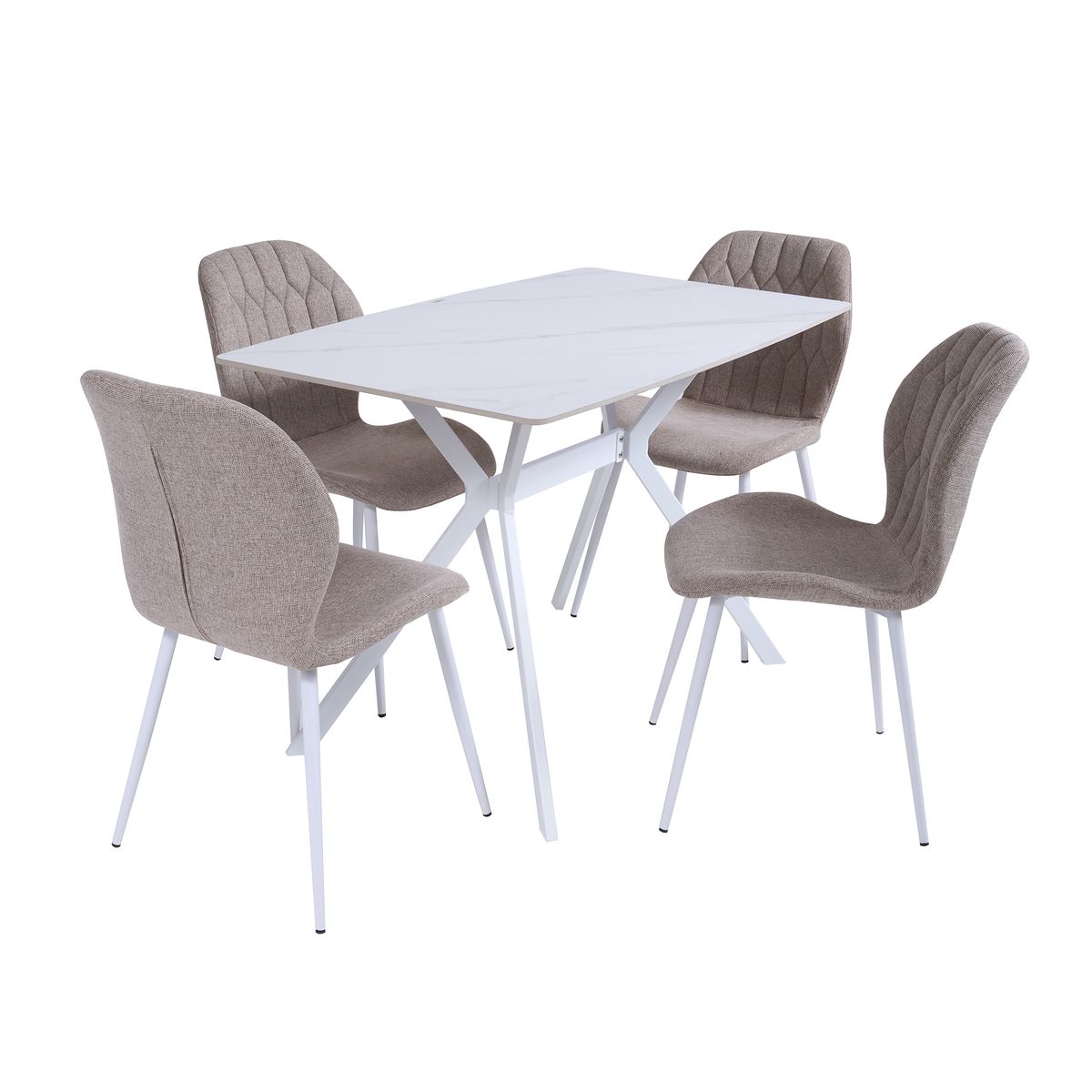 MUEBLES FIOTTI - Juego de comedor 4 puestos Beige piedra sinterizada Lenno_.