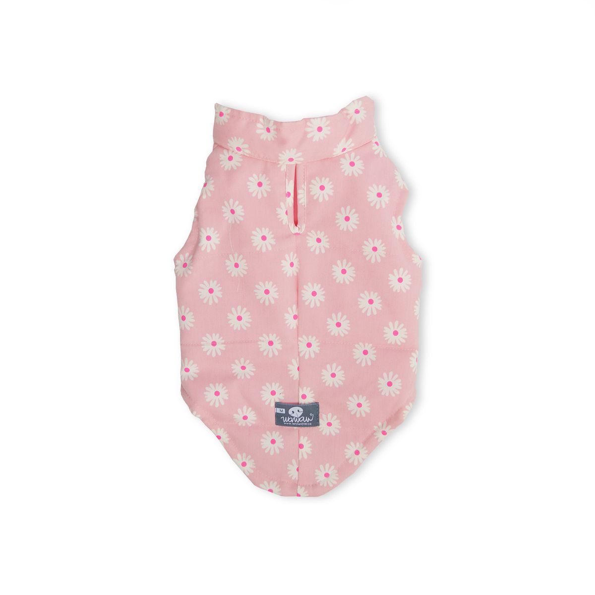 WAWAW - Chaleco XL dril rosa margaritas