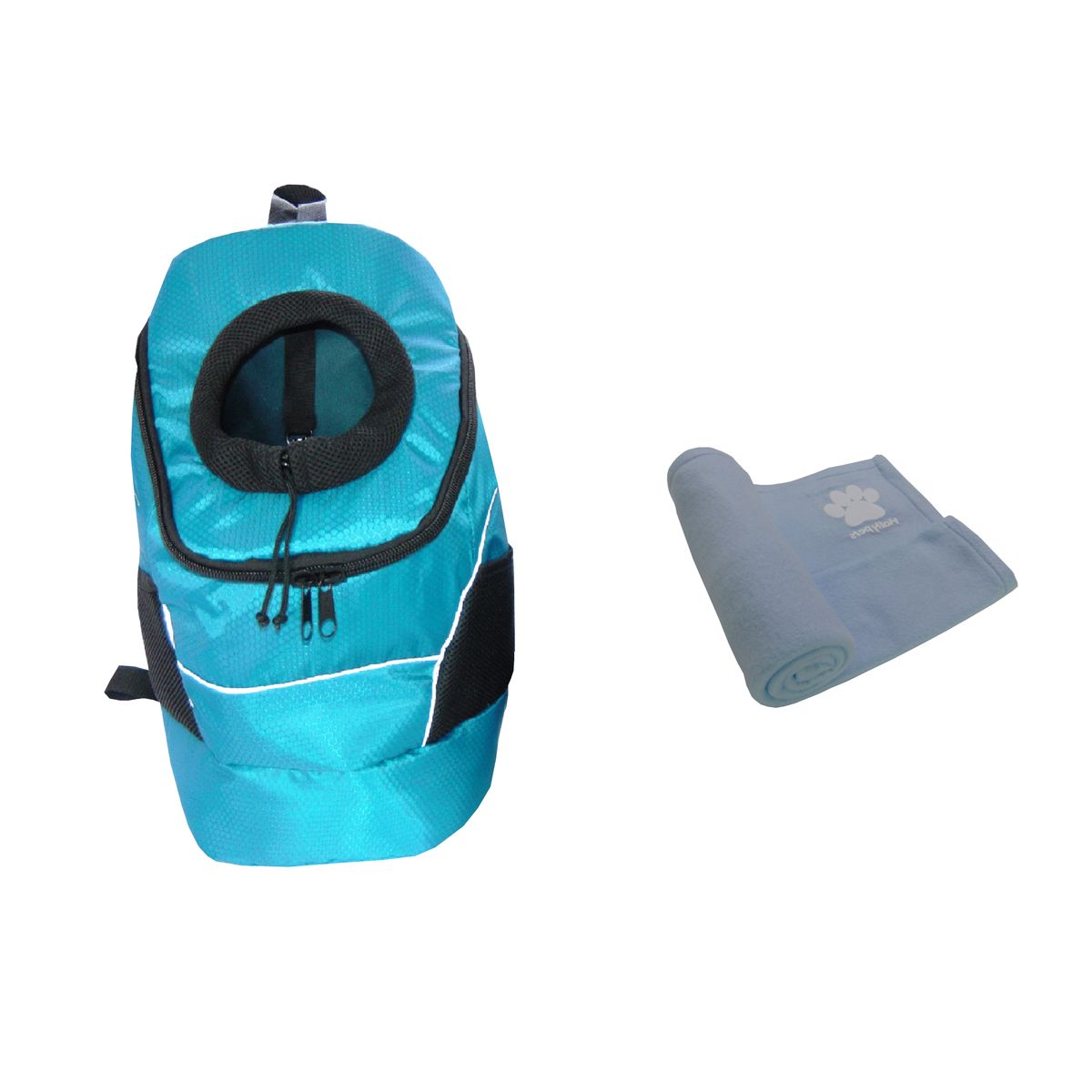 HALLY PET - Morral Cargador Ventana Grd + Cobija Grd Celeste
