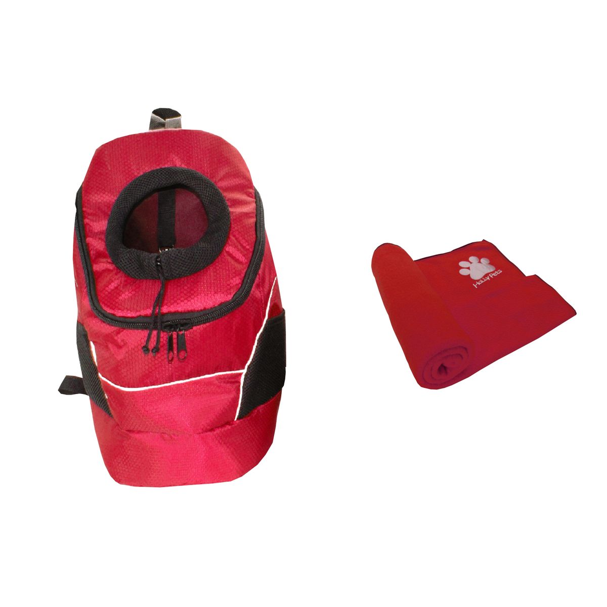 HALLY PET - Morral Cargador Ventana Grd + Cobija Grd Rojo