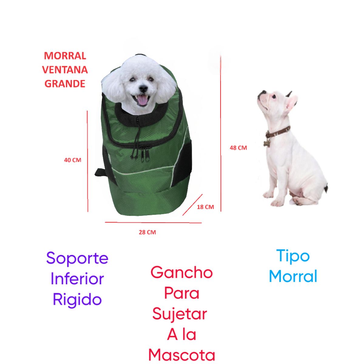 HALLY PET - Morral Cargador Ventana Grd + Cobija Grd Rojo