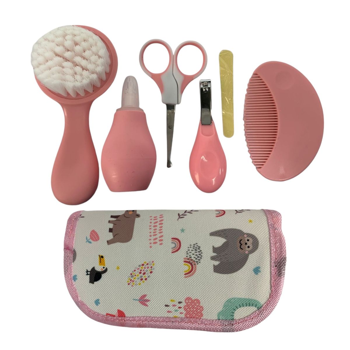 GENERICO - Kit Cuidado Aseo Bebé 7 Piezas Rosa