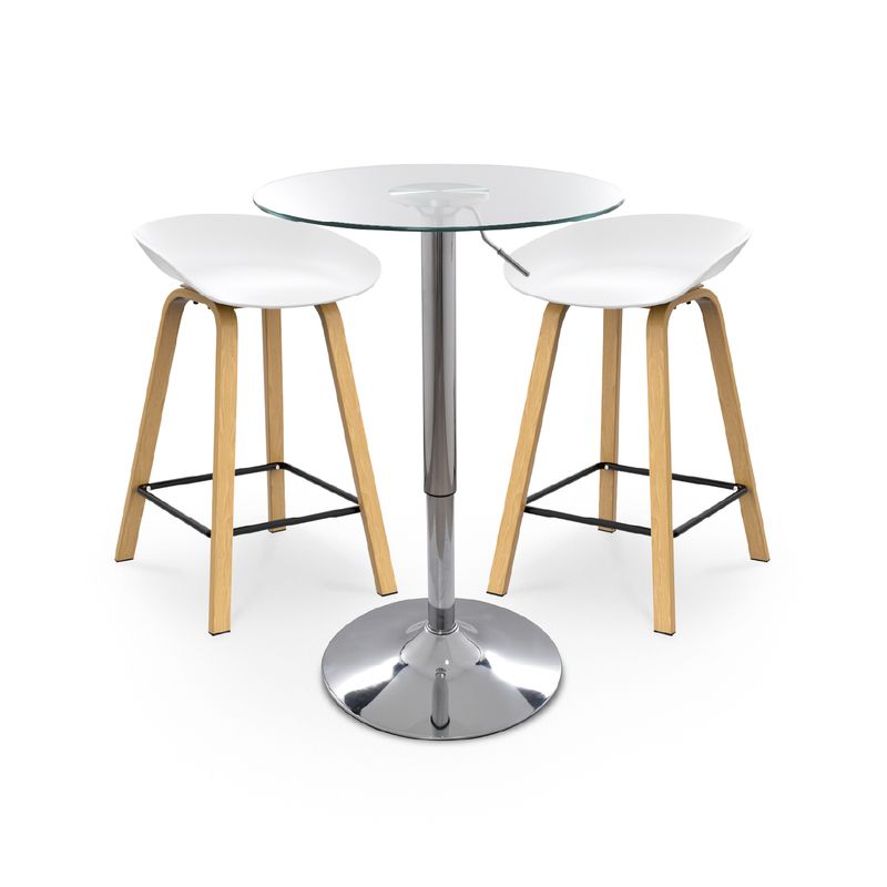 BONNO - Juego De Barra Manhattan Blanco 2 Puestos Bonno