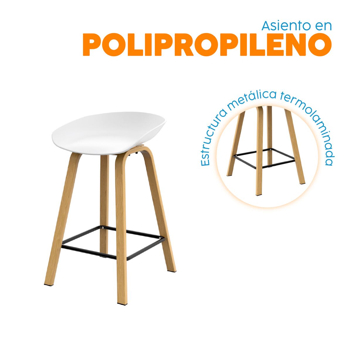 BONNO - Juego De Barra Manhattan Blanco 2 Puestos Bonno