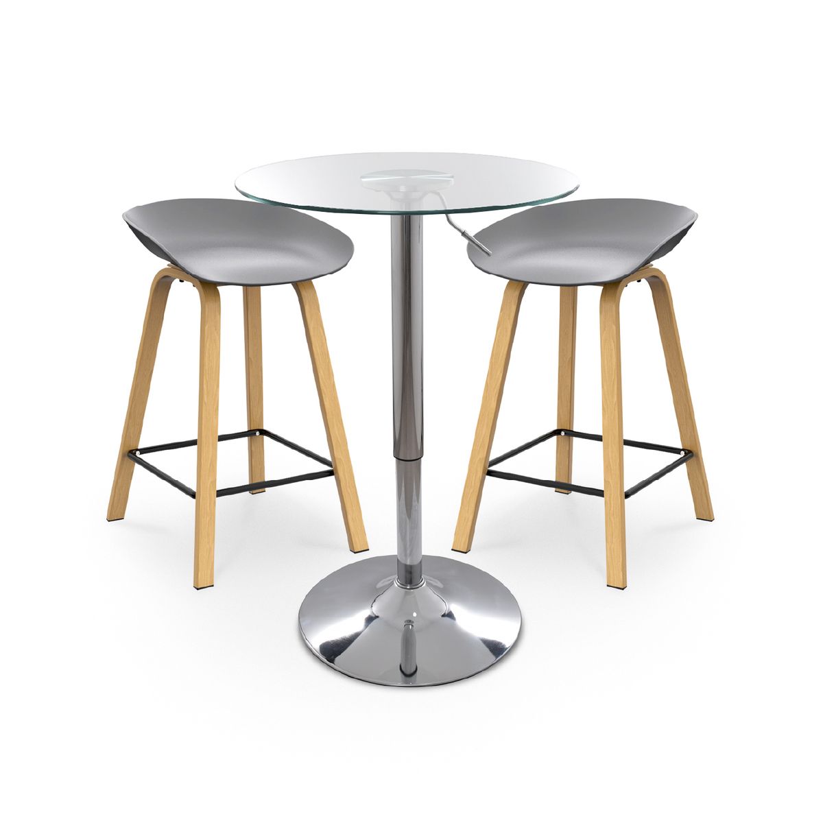 BONNO - Juego De Barra Manhattan Gris 2 Puestos Bonno