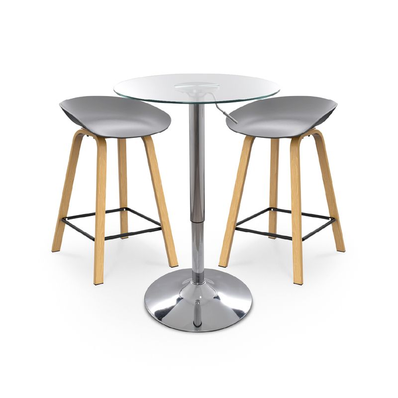 BONNO - Juego De Barra Manhattan Gris 2 Puestos Bonno