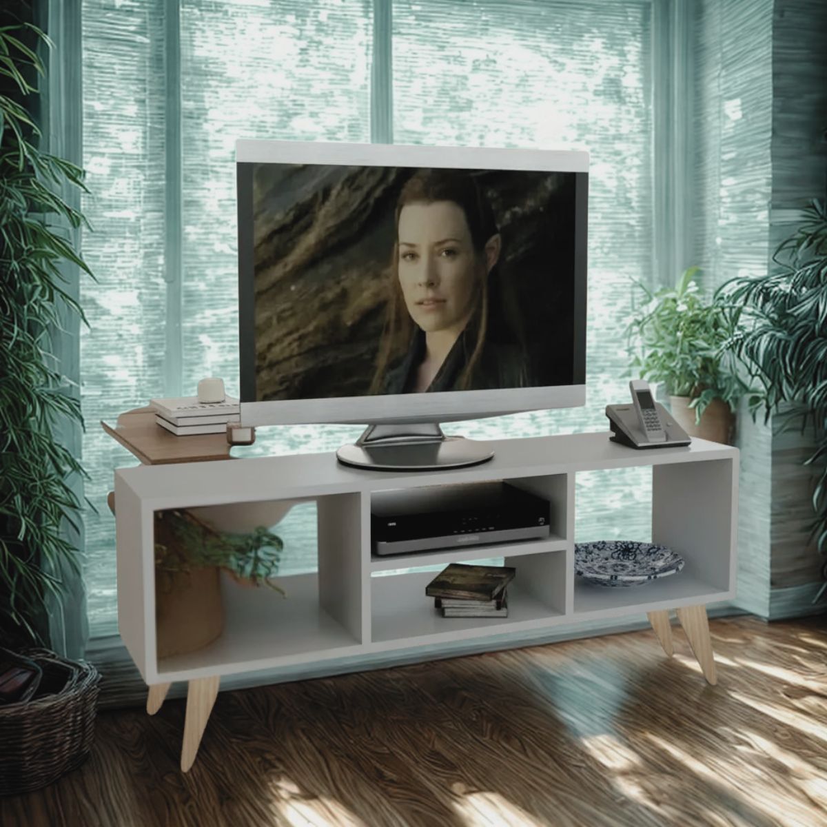 GENERICO - Mueble Televisión 110cm Mesa Tv Centro De Entretenimiento Blanco