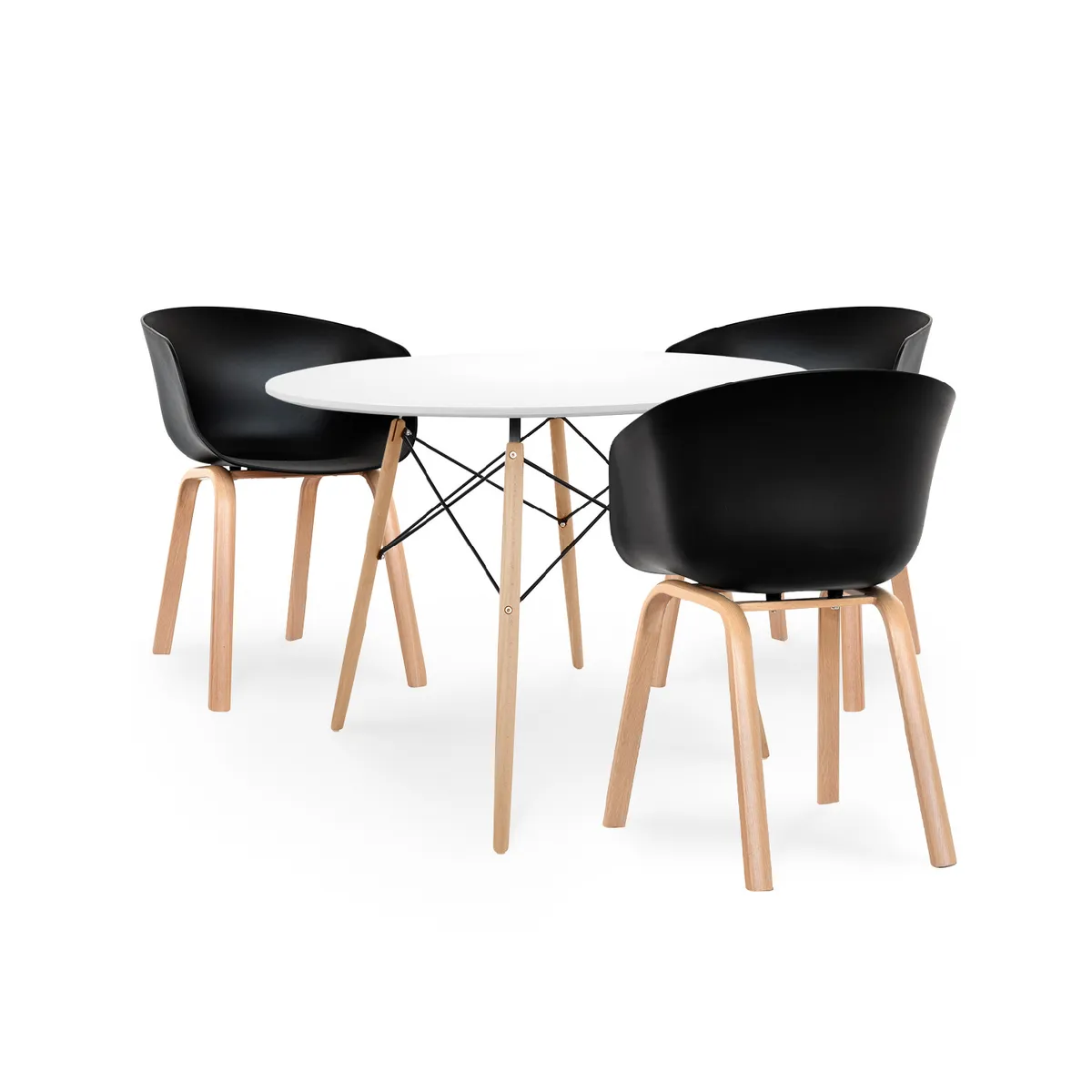 BONNO - Juego De Comedor Napoles Negro 3 Puestos Bonno