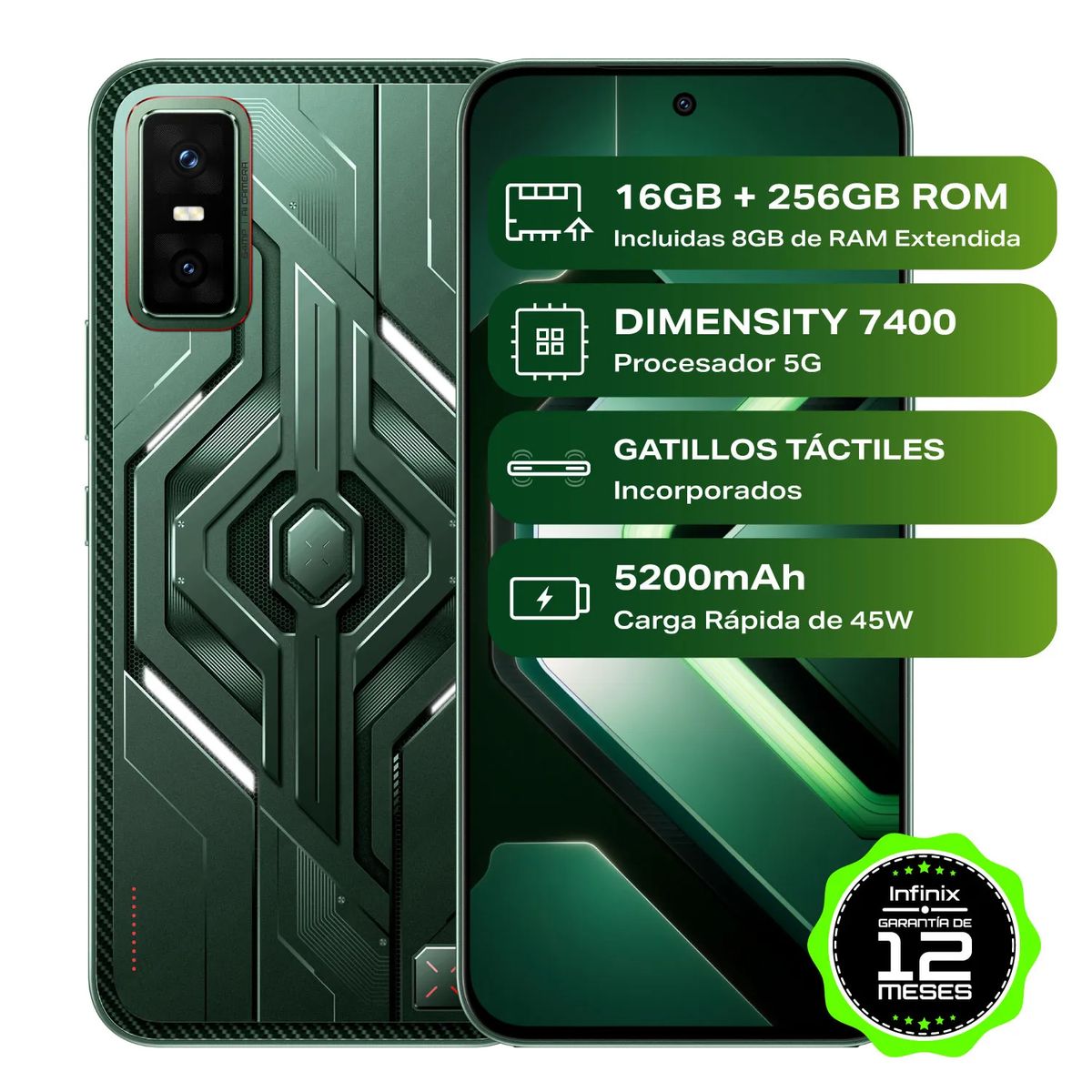 INFINIX - Celular Infinix GT 30 5G 256GB 8GB RAM Ampliable a 16GB Verde