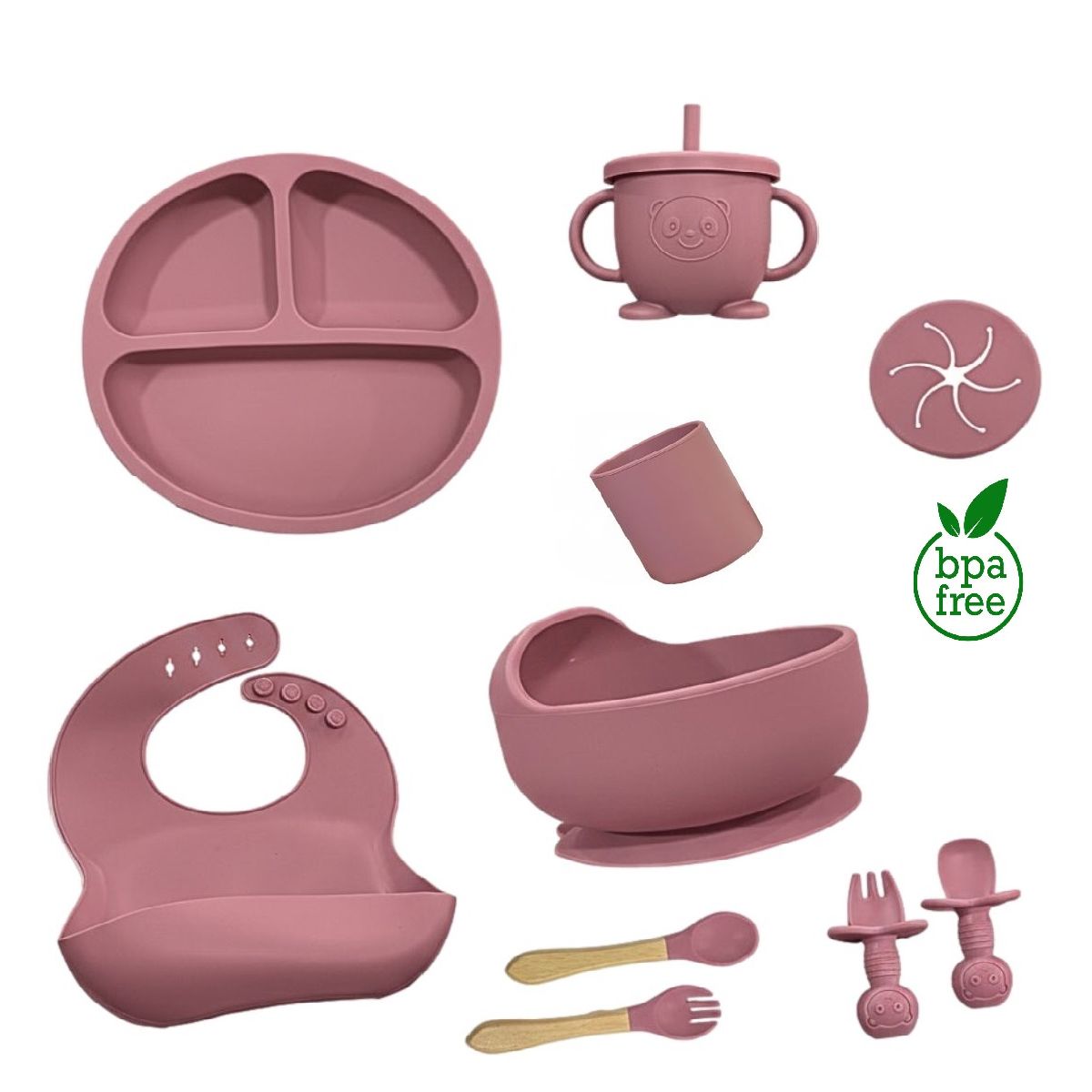 MUNDO BEBE - Set Vajilla Para Bebé 8 Piezas Silicona Niña Niño