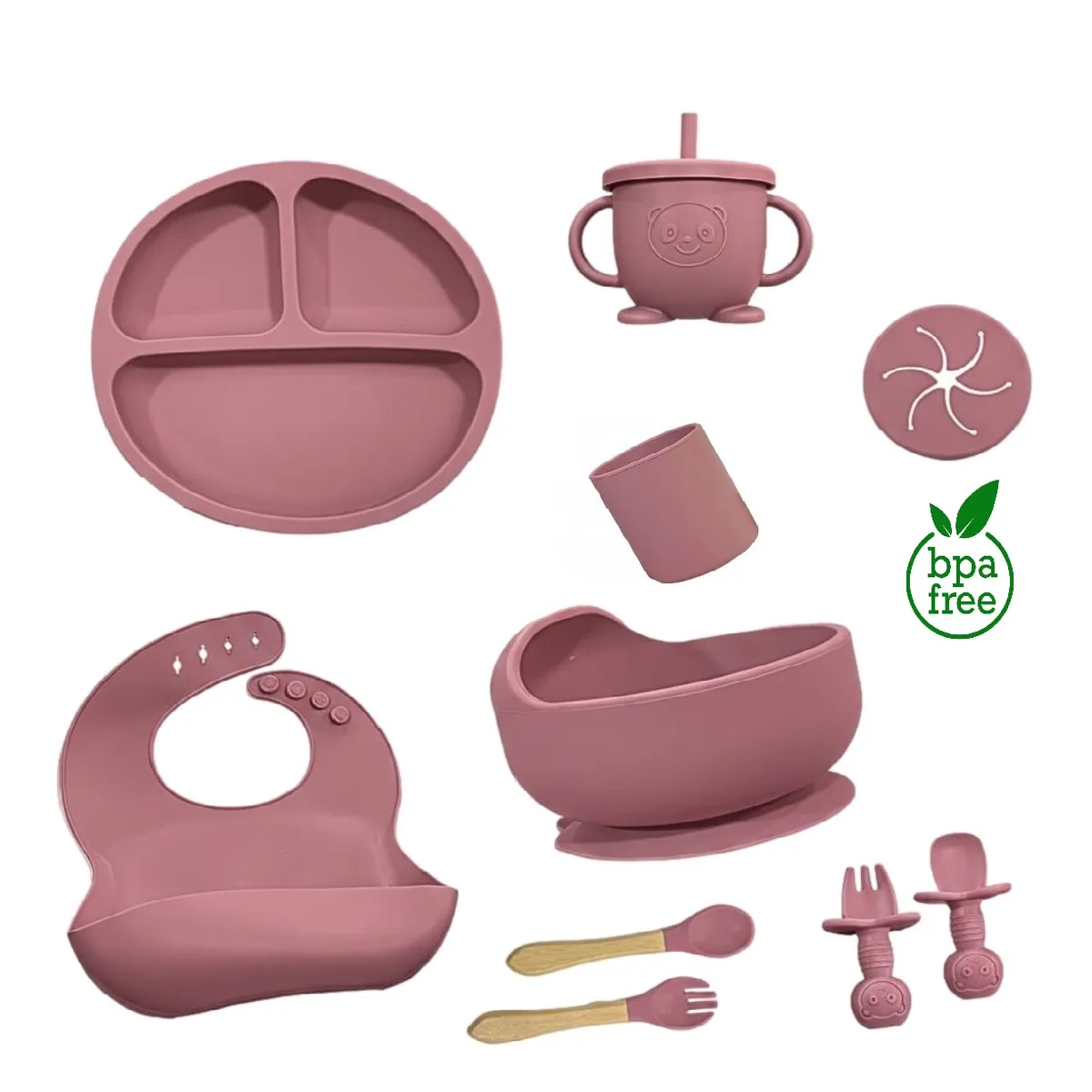 MUNDO BEBE - Set Vajilla Para Bebé 8 Piezas Silicona Niña Niño