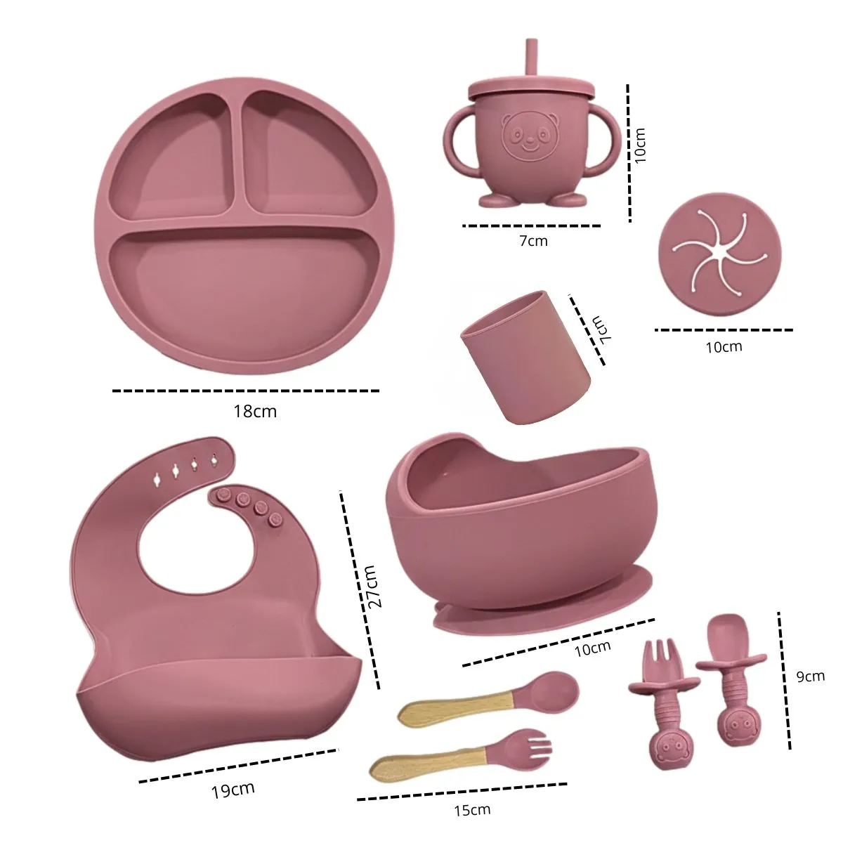 MUNDO BEBE - Set Vajilla Para Bebé 8 Piezas Silicona Niña Niño