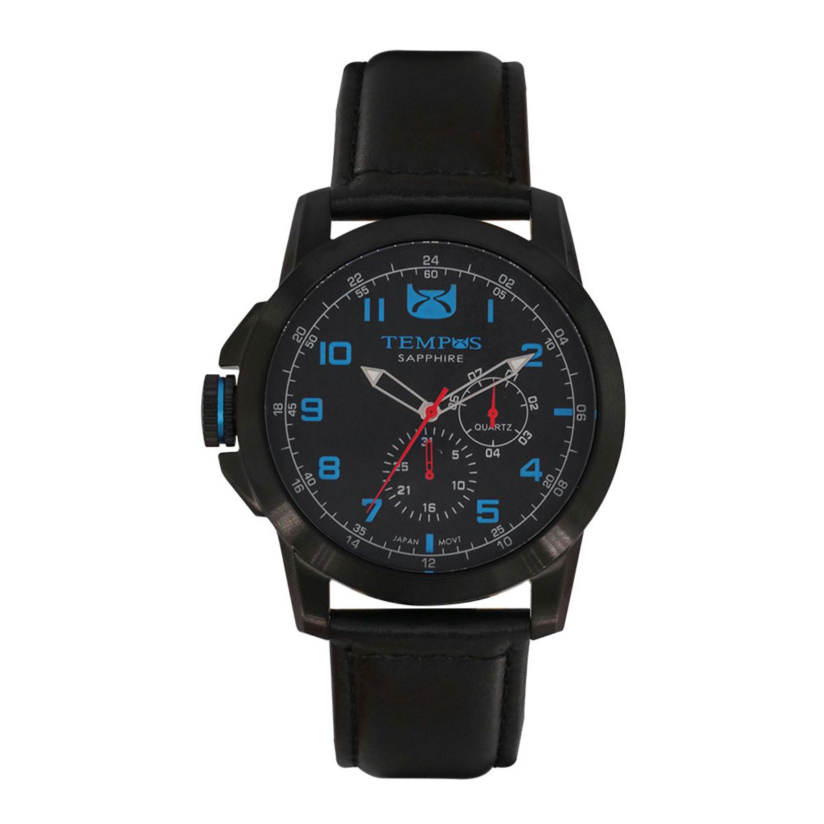 TEMPUS - Reloj Tempus Negro Acabados Azules Para Caballero 1142G-03