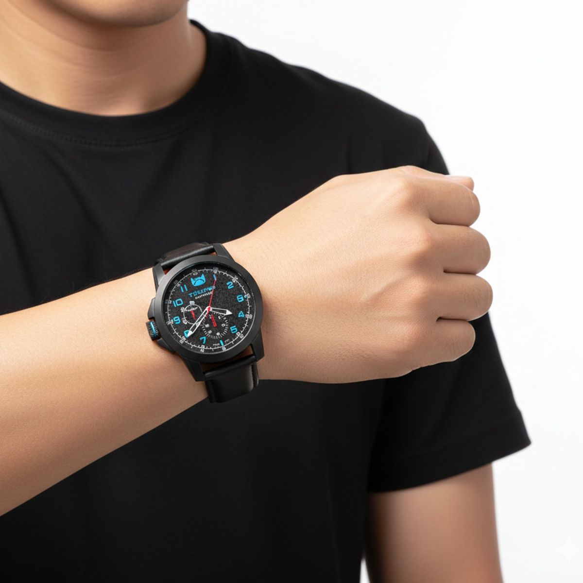 TEMPUS - Reloj Tempus Negro Acabados Azules Para Caballero 1142G-03