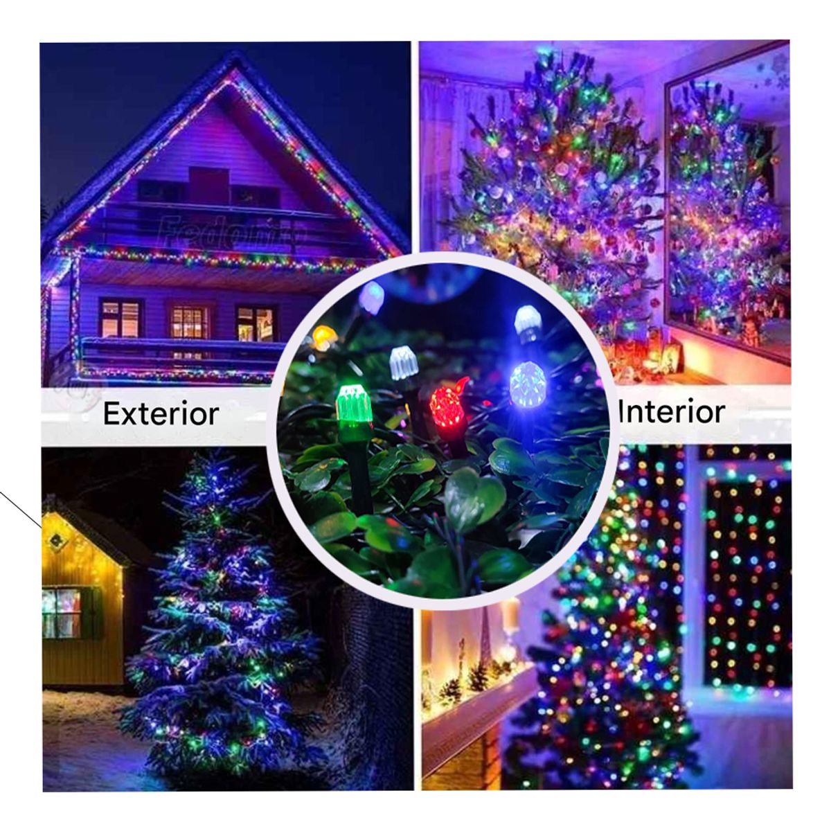 GENERICO - Guirnalda Punta Diamante De Panel Solar-lineal De 20mt Multicolor