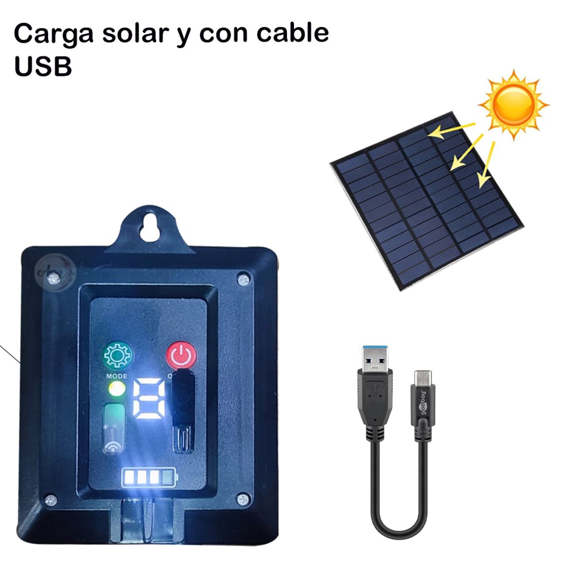 GENERICO - Guirnalda Punta Diamante De Panel Solar-lineal De 20mt Multicolor